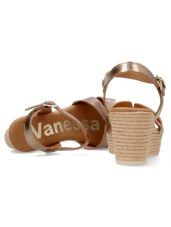 New VANESSA CALZADOS VANESSA Sandalia cuña efecto yute piel confort