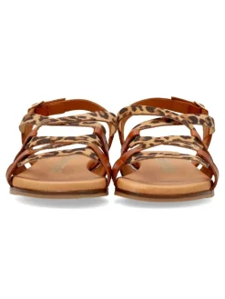 Clearance VANESSA CALZADOS VANESSA Sandalia plana piel print leopardo confort