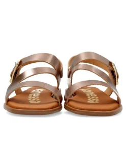 Fashion VANESSA CALZADOS VANESSA Sandalia plana piel metalizada hebilla
