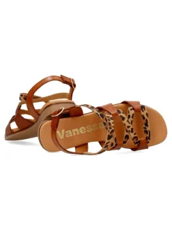 Clearance VANESSA CALZADOS VANESSA Sandalia plana piel print leopardo confort