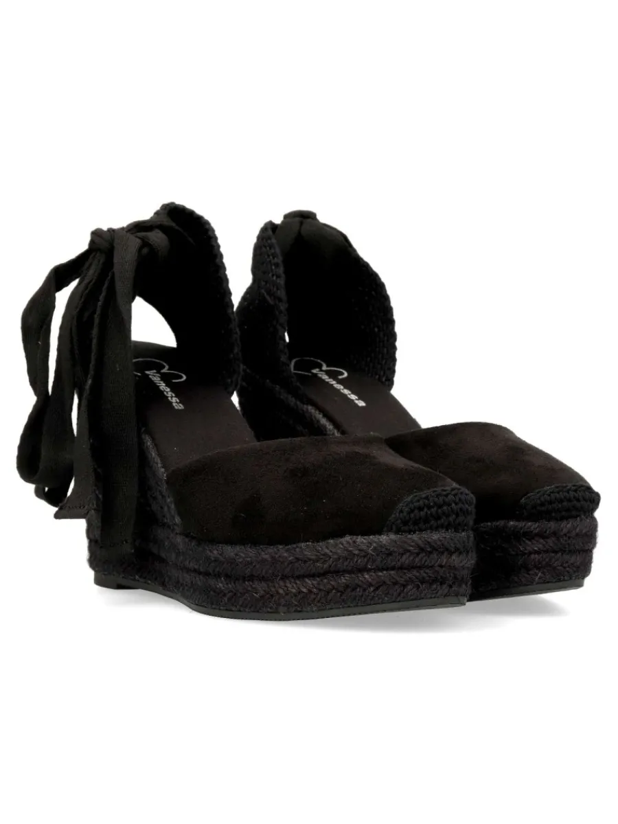 Sale VANESSA CALZADOS VANESSA Valenciana cuña yute negro cintas