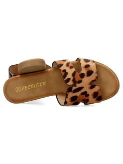 Clearance VVNN Sandalia plana estampado leopardo