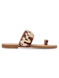Fashion VVNN Sandalia plana print cebra mujer
