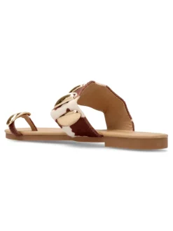 Fashion VVNN Sandalia plana print cebra mujer