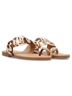 Fashion VVNN Sandalia plana print cebra mujer