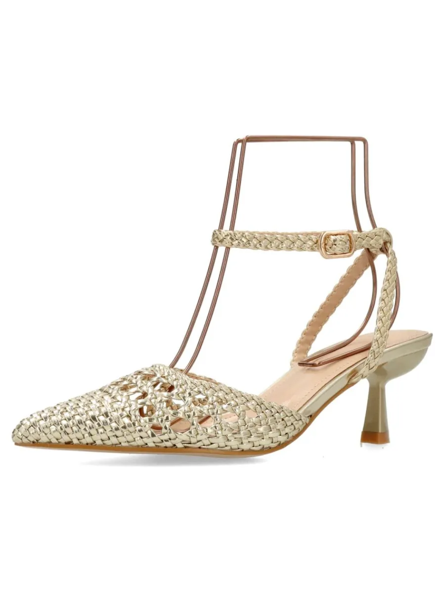New VVNN Zapato salón trenzado metalizado