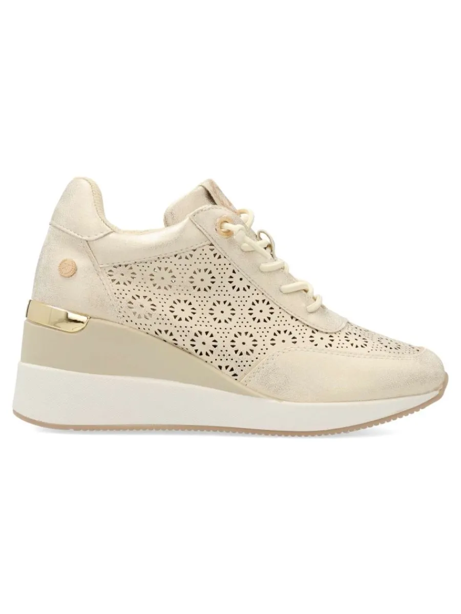 New XTI Zapato metalizado casual cuña mujer