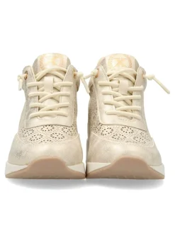 New XTI Zapato metalizado casual cuña mujer