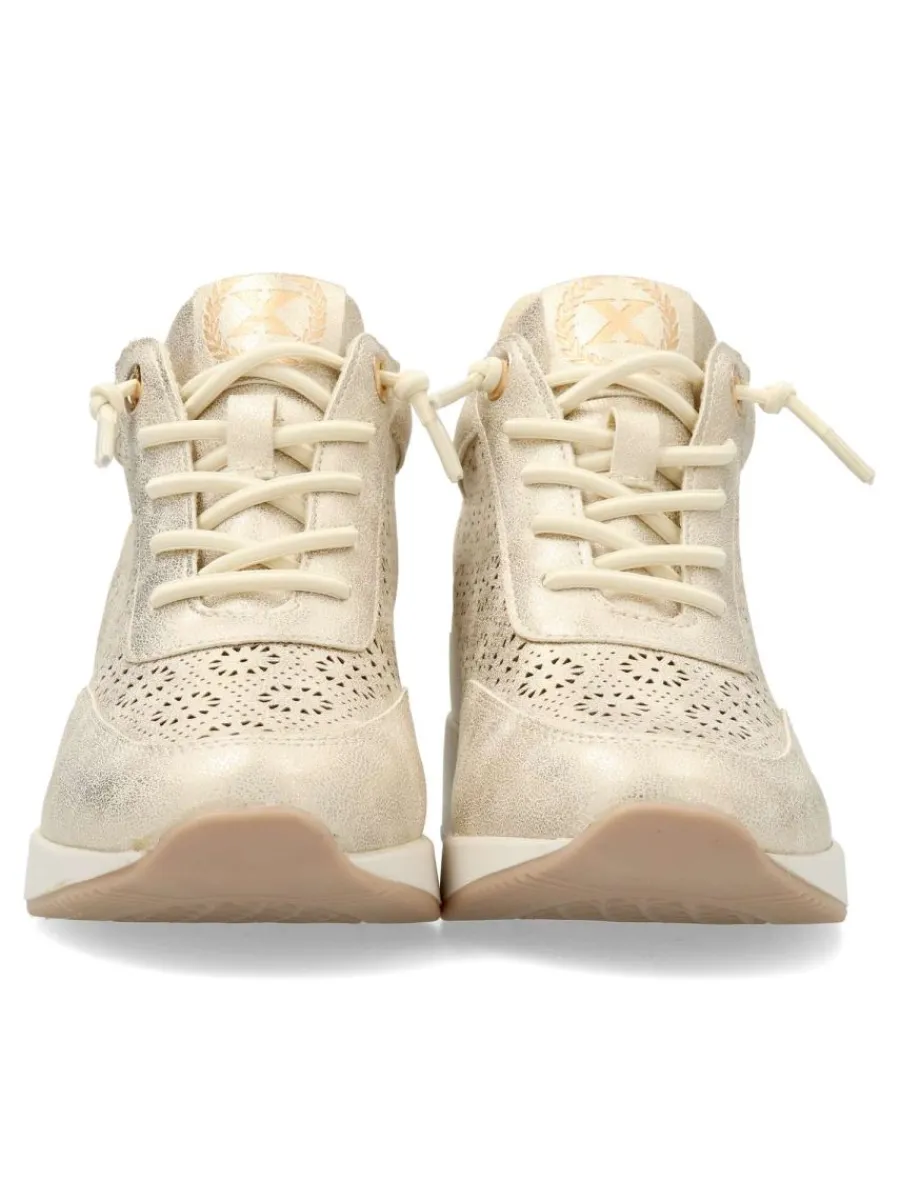 New XTI Zapato metalizado casual cuña mujer