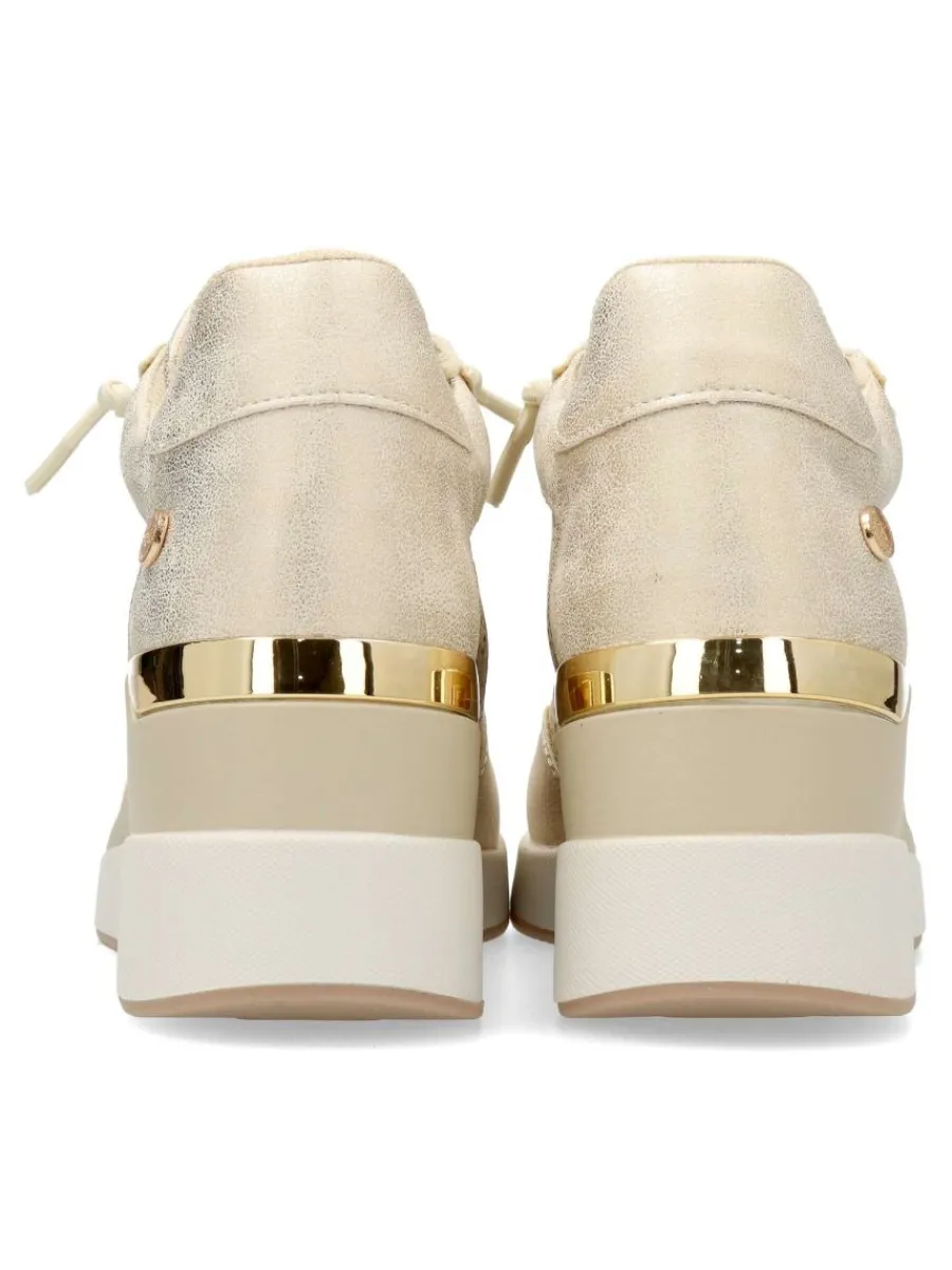 New XTI Zapato metalizado casual cuña mujer